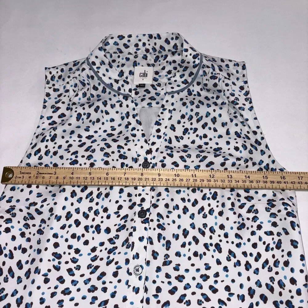 Cabi Women's Tunic Sleeveless Button Down Animal Print Dress Size S Preppy Chic - Picture 4 of 7